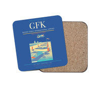 Thumbnail for Grand Forks International Airport (GFK) design on blue 1 piece coaster