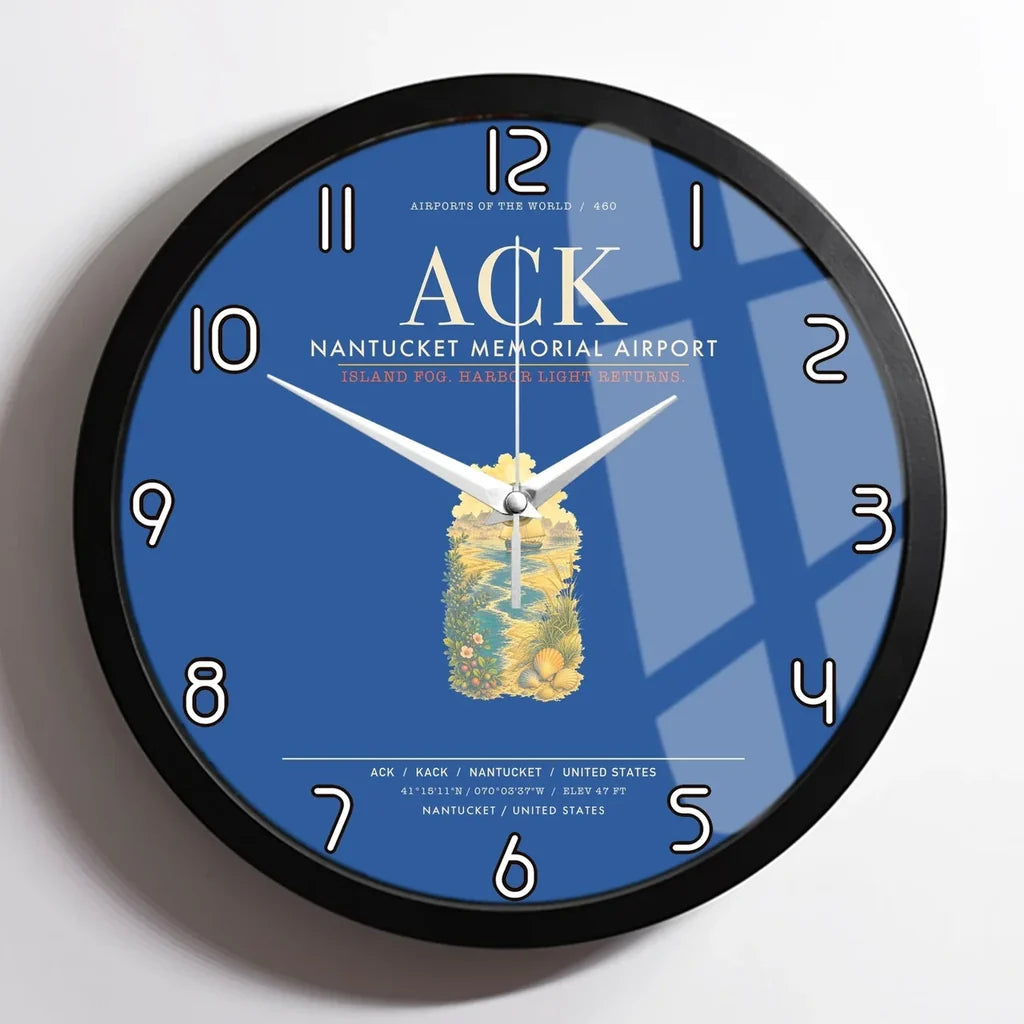Nantucket Memorial Airport ACK Wall-Clock Framed - Blue