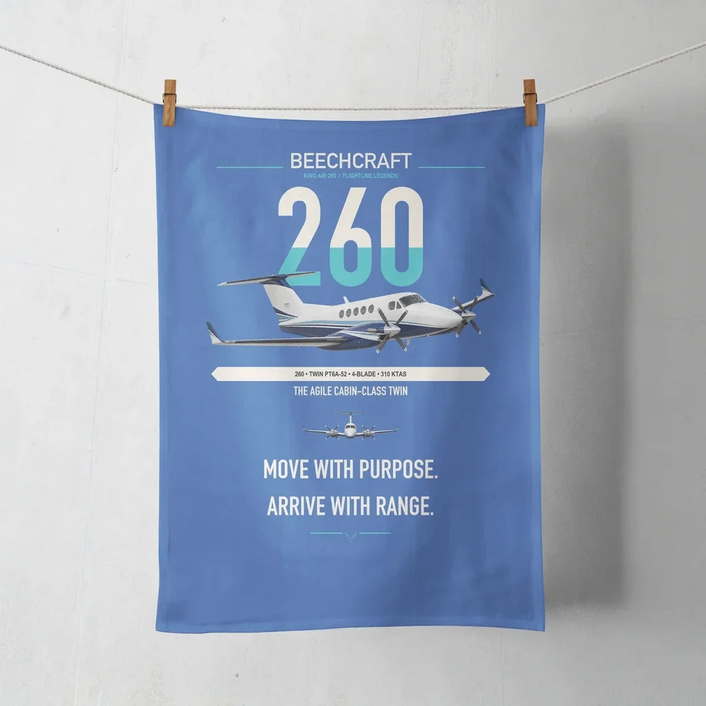 Beechcraft King Air 260 design on blue towel