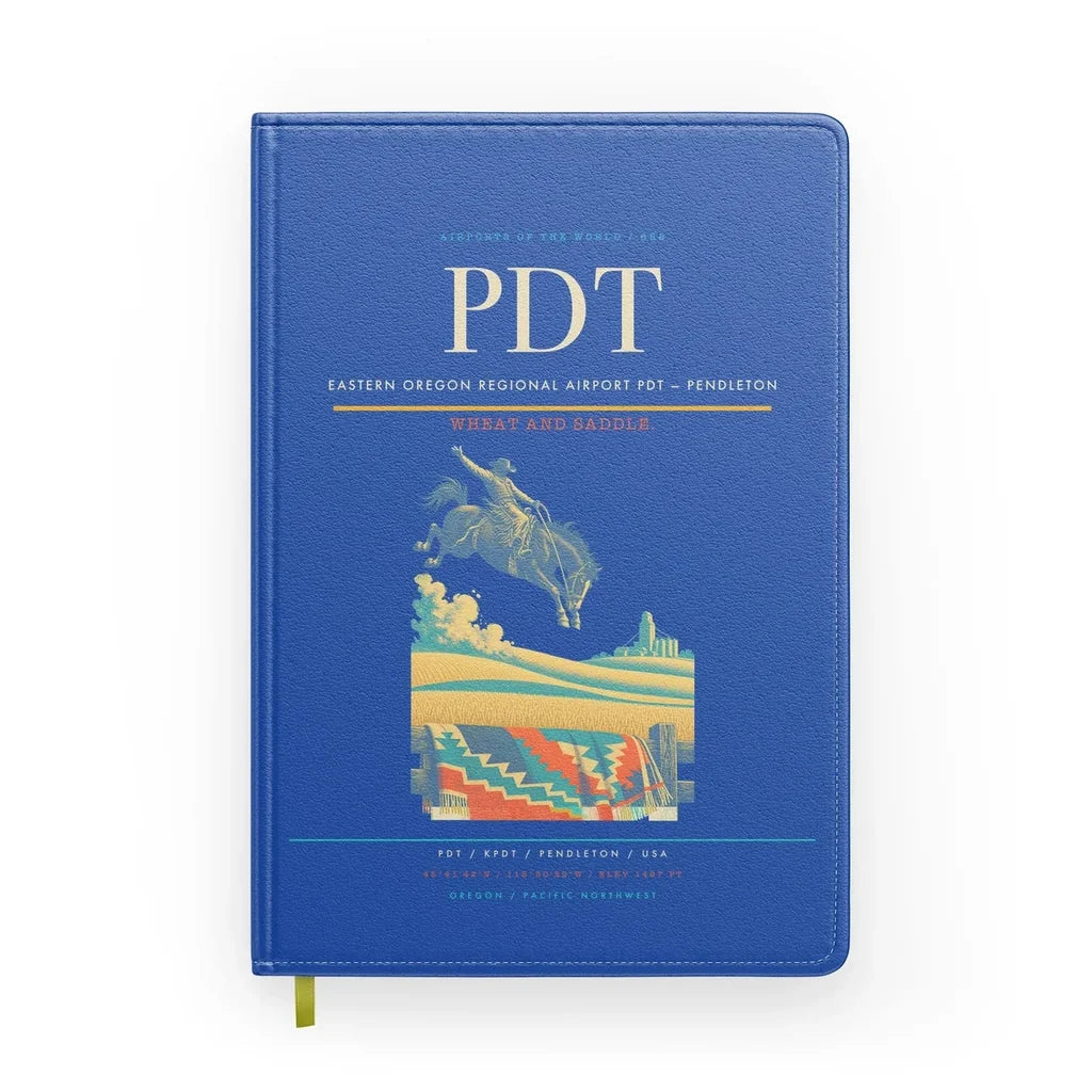 Eastern Oregon Regional Airport (PDT) design on blue notebook