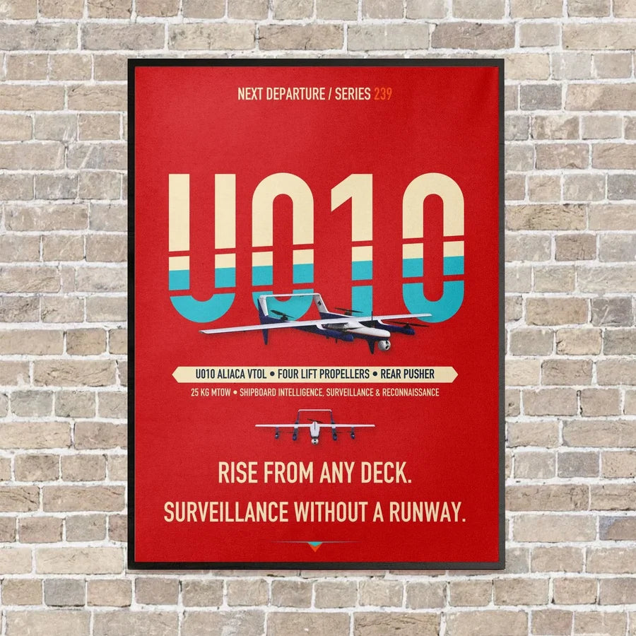 Airbus U010 Aliaca VTOL vertical canvas print - framed - red background
