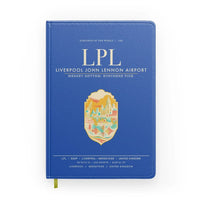Thumbnail for Liverpool John Lennon Airport (LPL) design on blue notebook