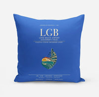 Thumbnail for Long Beach Airport (Daugherty Field) (LGB) design on blue pillow