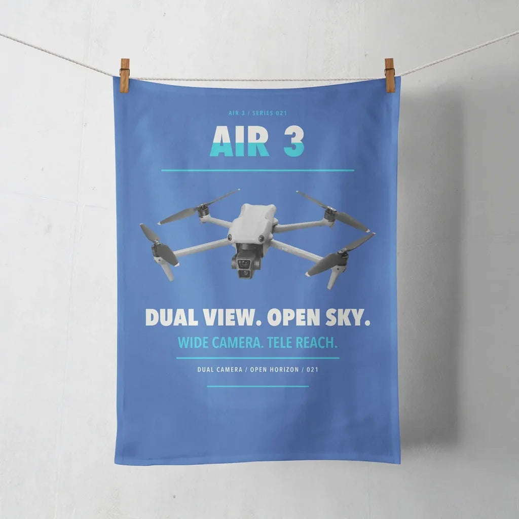 DJI Air 3 design on blue towel