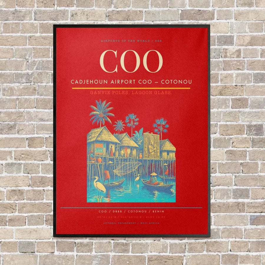Cadjehoun Airport COO — Cotonou vertical canvas print - framed - red background