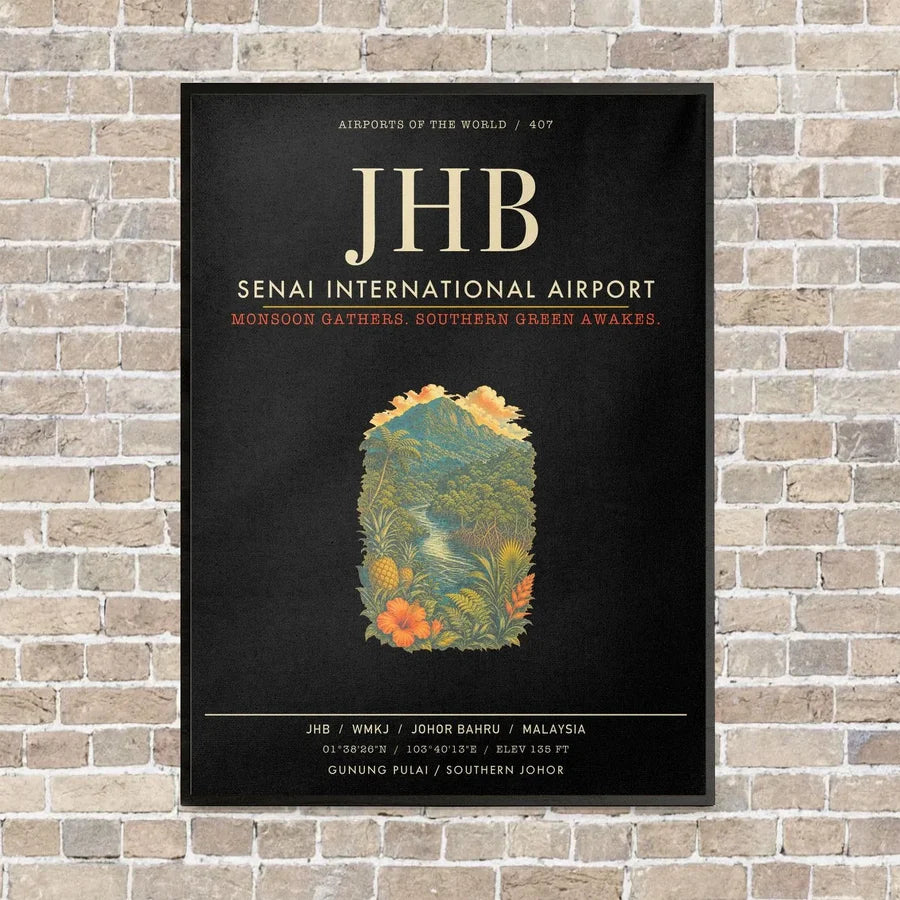 Senai International Airport JHB - Canvas Framed - Black