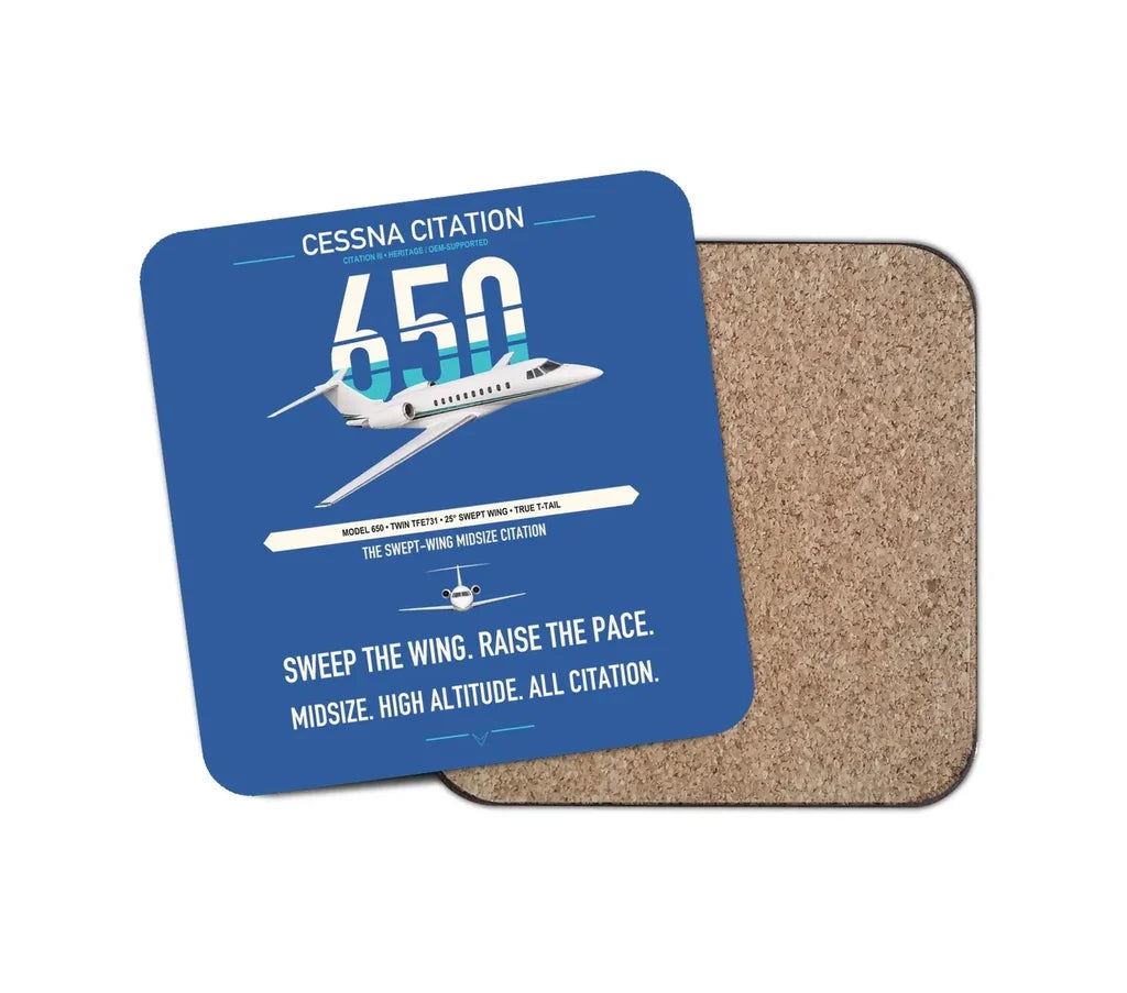 Cessna Citation 650 - Citation III design on blue 1 piece coaster