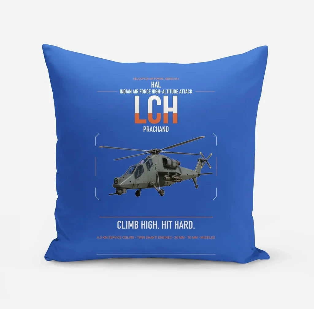HAL LCH Prachand design on blue pillow