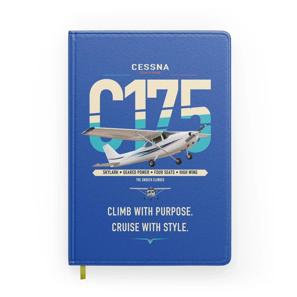 Cessna 175 Skylark design on blue notebook