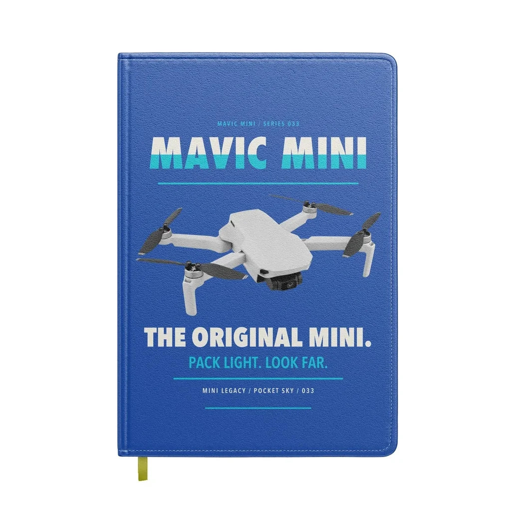 DJI Mavic Mini design on blue notebook