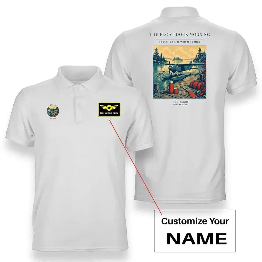 VINTAGE G4195 - The Float Dock Morning - Double-Side Polo T-Shirt design on white+name