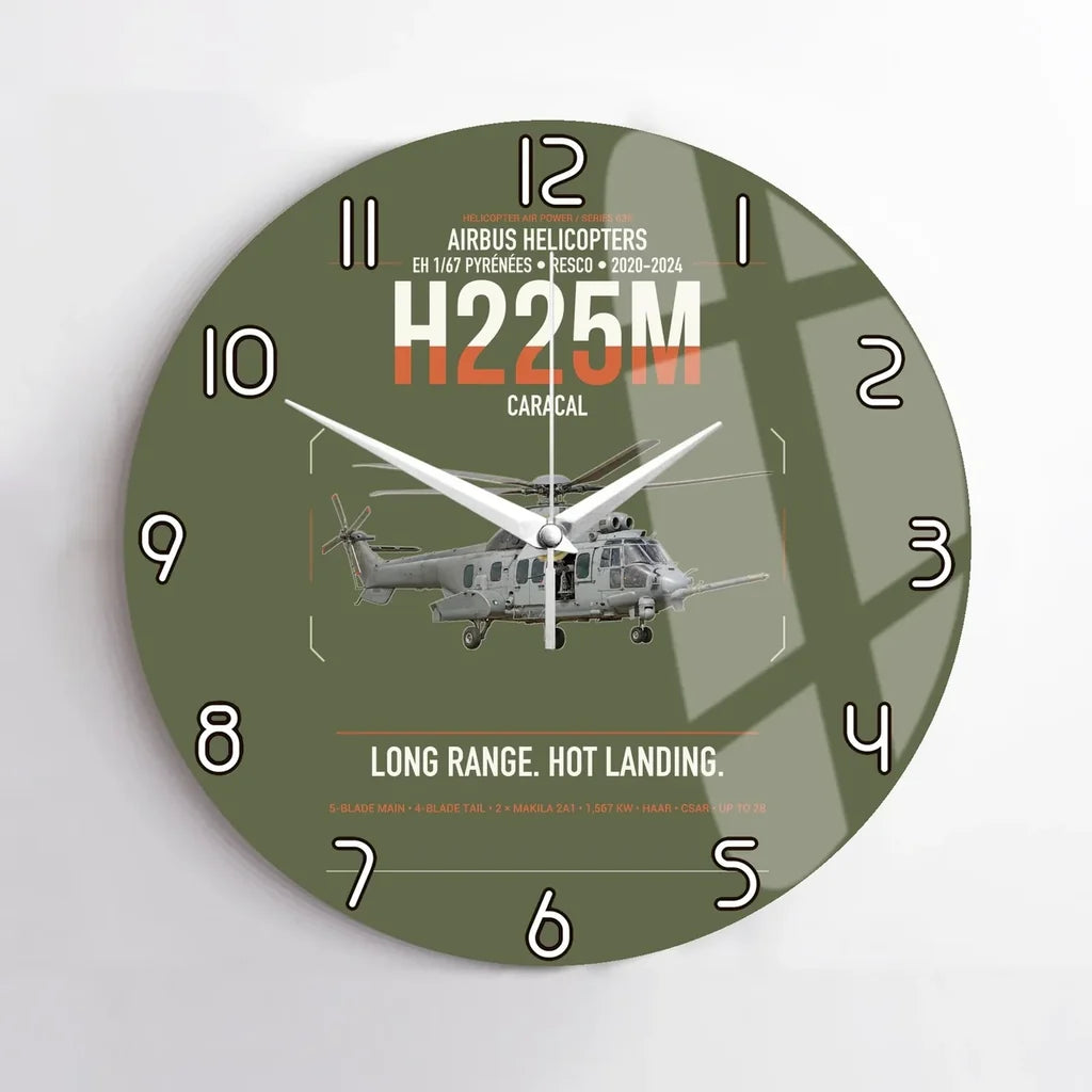 Airbus Helicopters H225M Caracal design on green army no frame wall clock