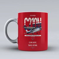 Thumbnail for Cessna T210N Centurion design on red ceramic mug, double-side print