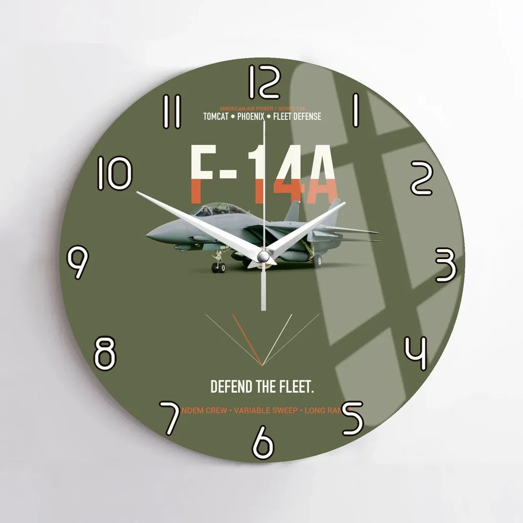 F-14A Tomcat Defend The Fleet design on green army no frame wall clock