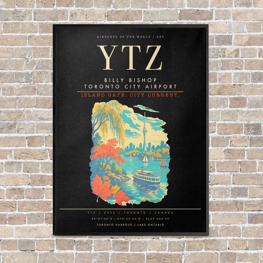 Billy Bishop Toronto City Airport YTZ - Canvas Framed - Black
