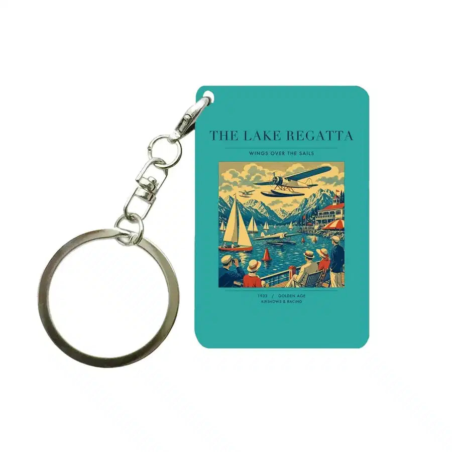 VINTAGE G4039 - The Lake Regatta - Designed Key Chain design on turquoise