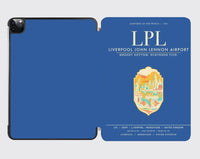 Thumbnail for Liverpool John Lennon Airport (LPL) design on blue ipad tablet case