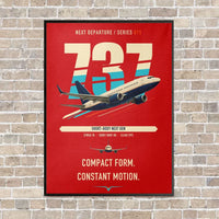 Thumbnail for Boeing 737-700 NG vertical canvas print - framed - red background