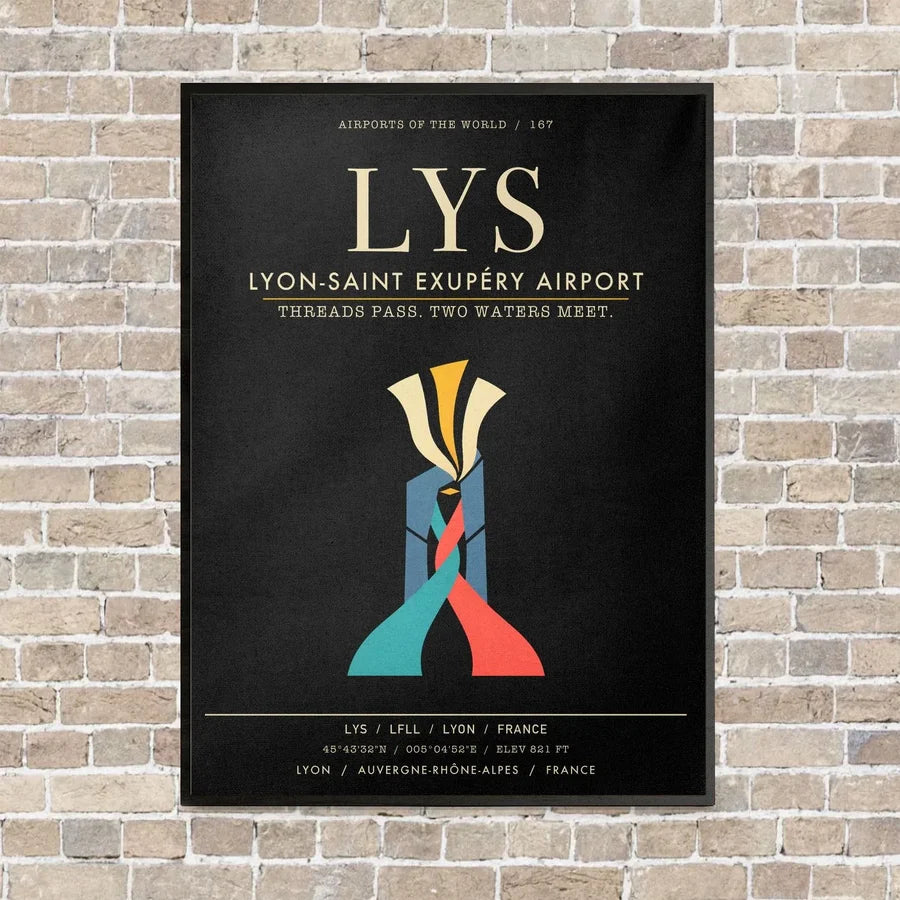 Lyon-Saint Exupery Airport LYS - Canvas Framed - Black