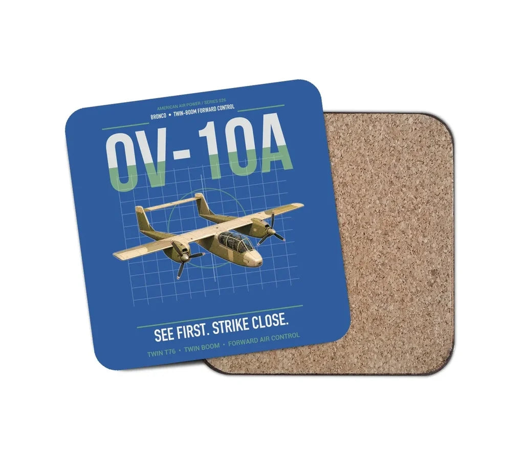 OV-10A Bronco design on blue 1 piece coaster