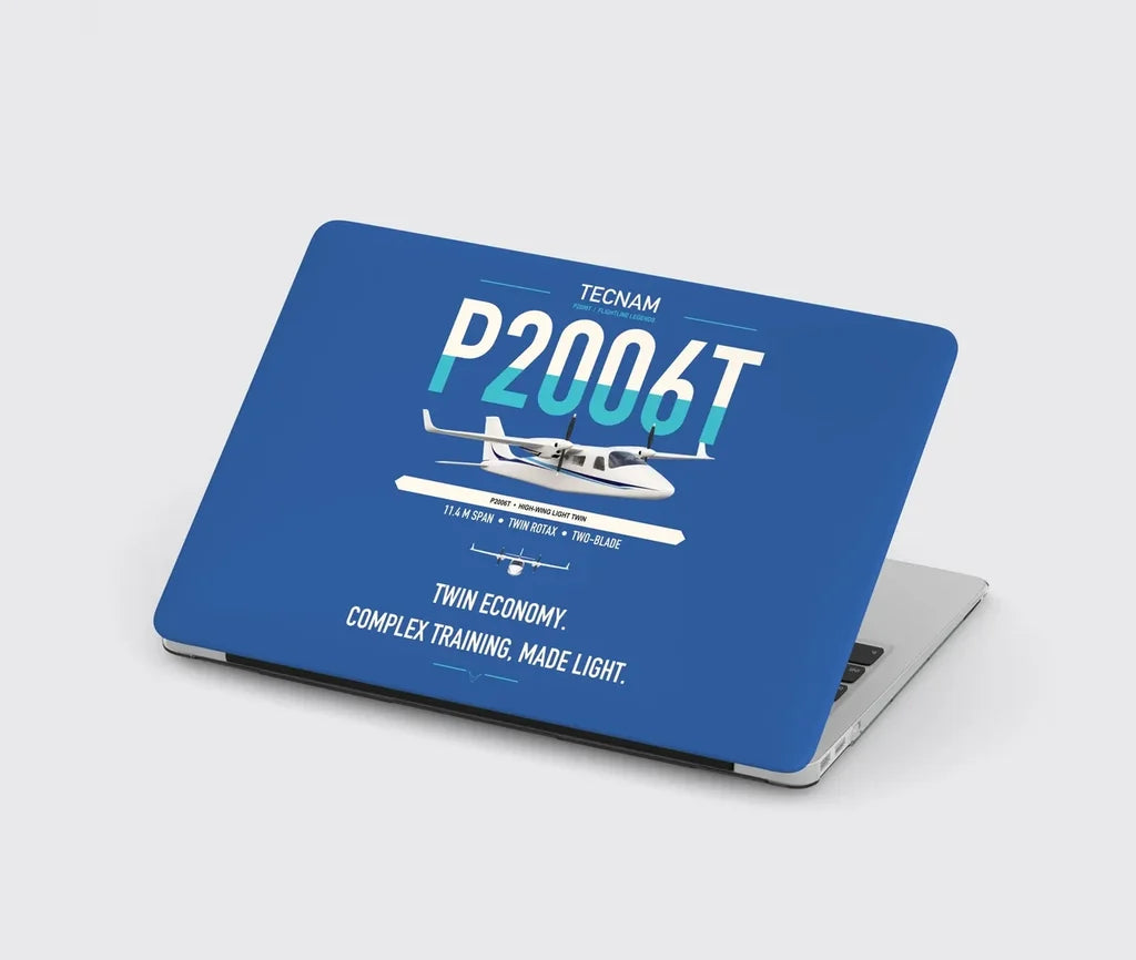Tecnam P2006T design on blue MacBook case