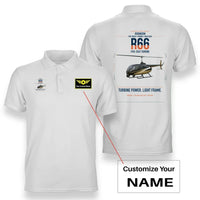Thumbnail for Robinson R66 design on white+name double-side polo t-shirt, double-side print