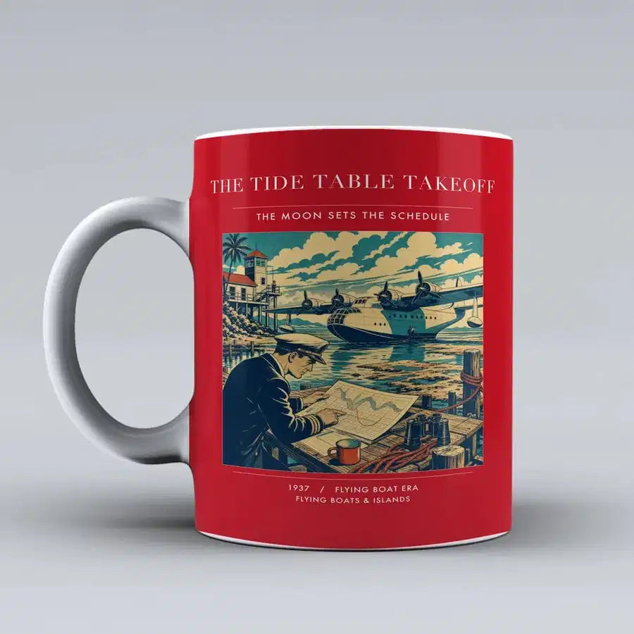 VINTAGE G4272 - The Tide Table Takeoff - Ceramic Mug design on red