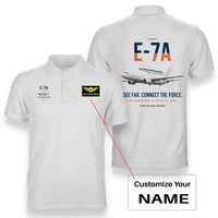 Thumbnail for E-7A Wedgetail design on white+name double-side polo t-shirt, double-side print