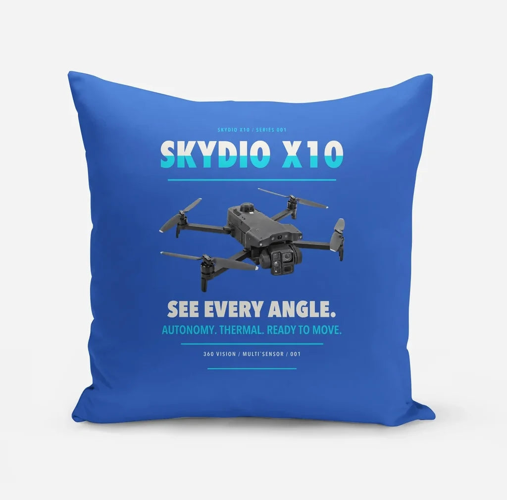 Skydio X10 design on blue pillow