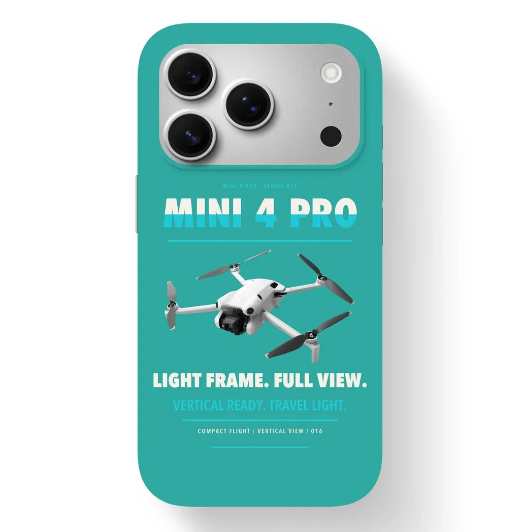 DJI Mini 4 Pro Case design on turquoise iphone case