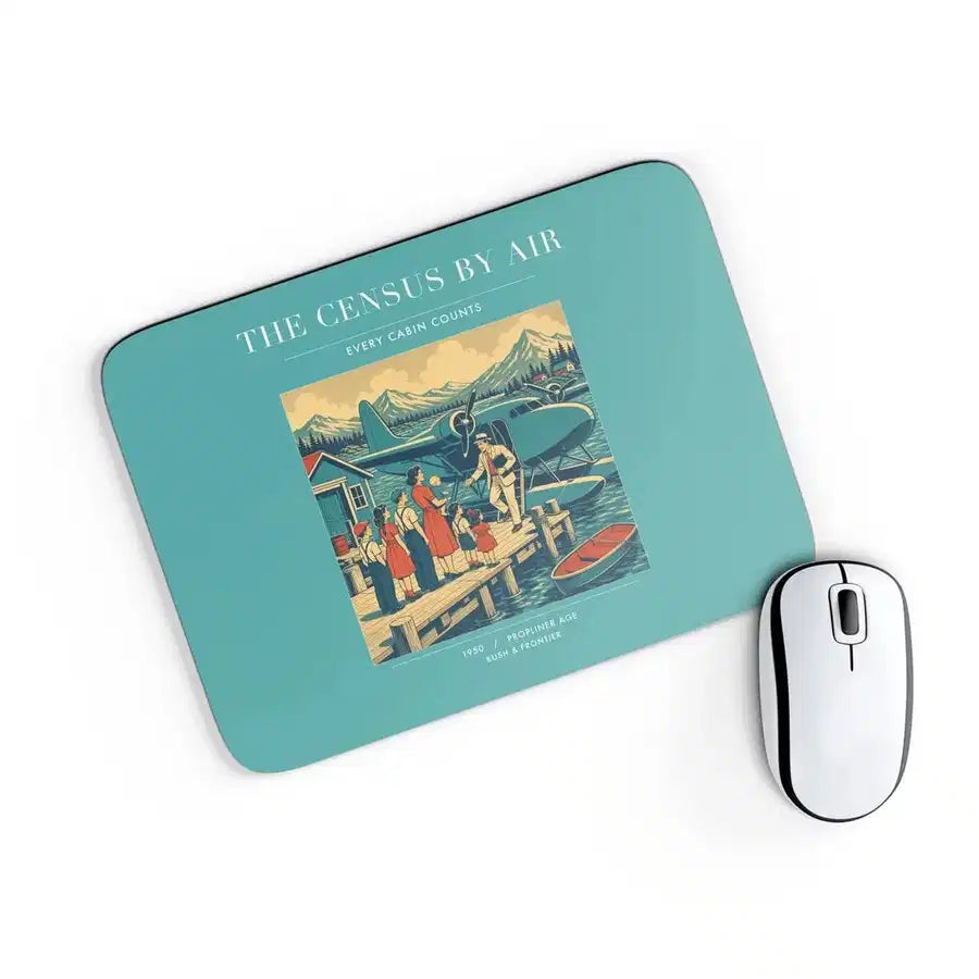 VINTAGE G4416 - The Census By Air - Designed Mouse Pads design on turquoise rectangle