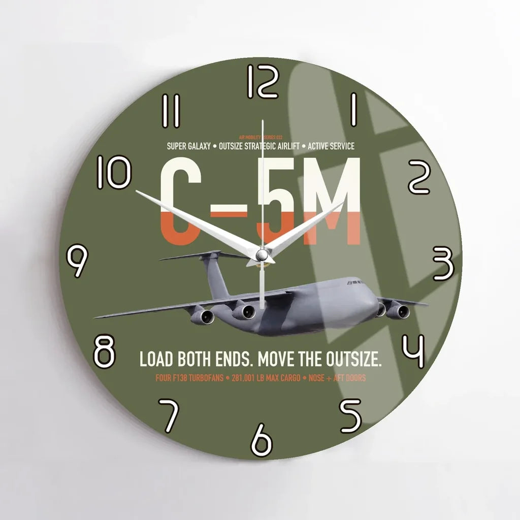 C-5M Super Galaxy design on green army no frame wall clock