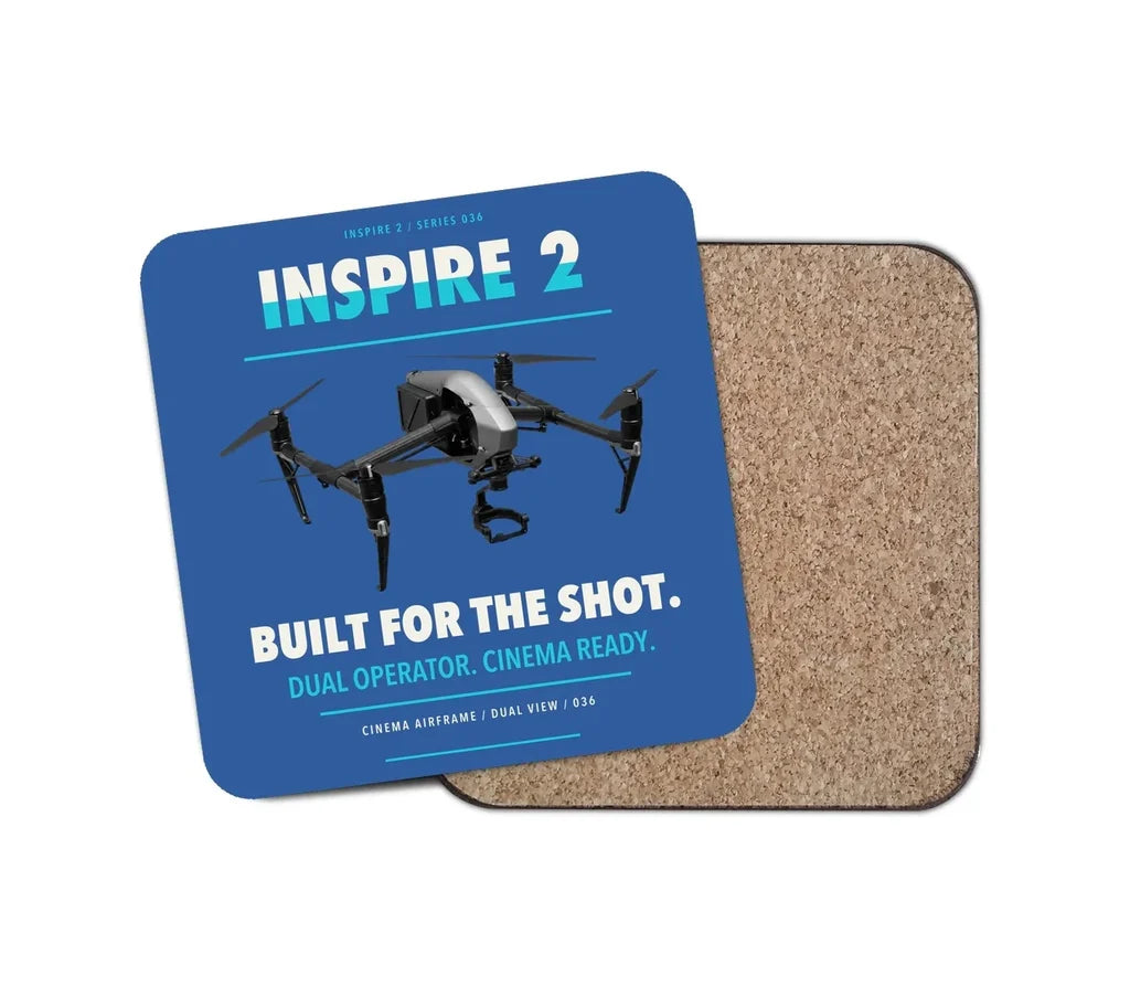 DJI Inspire 2 design on blue 1 piece coaster
