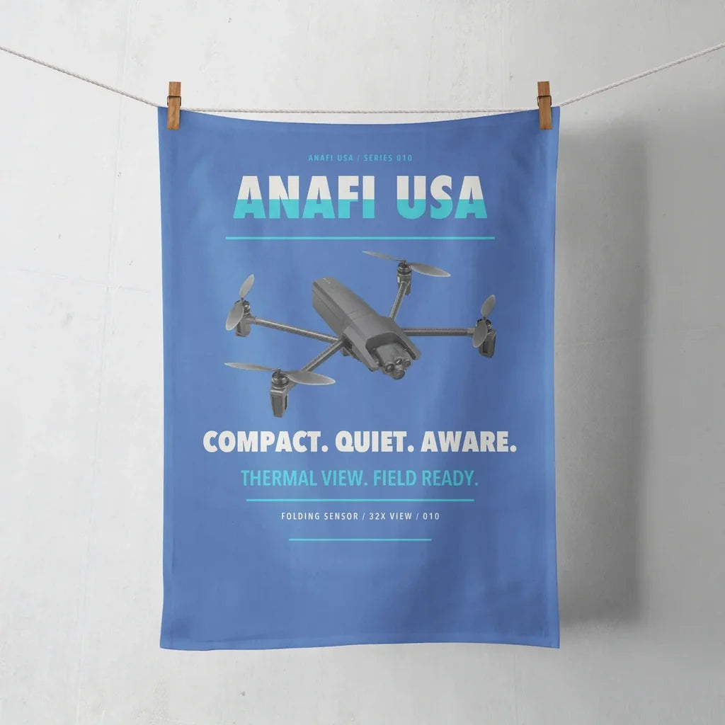 Parrot ANAFI USA design on blue towel
