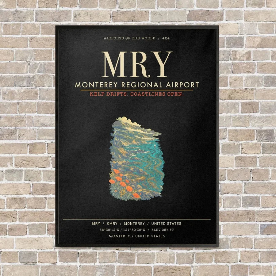 Monterey Regional Airport MRY - Canvas Framed - Black