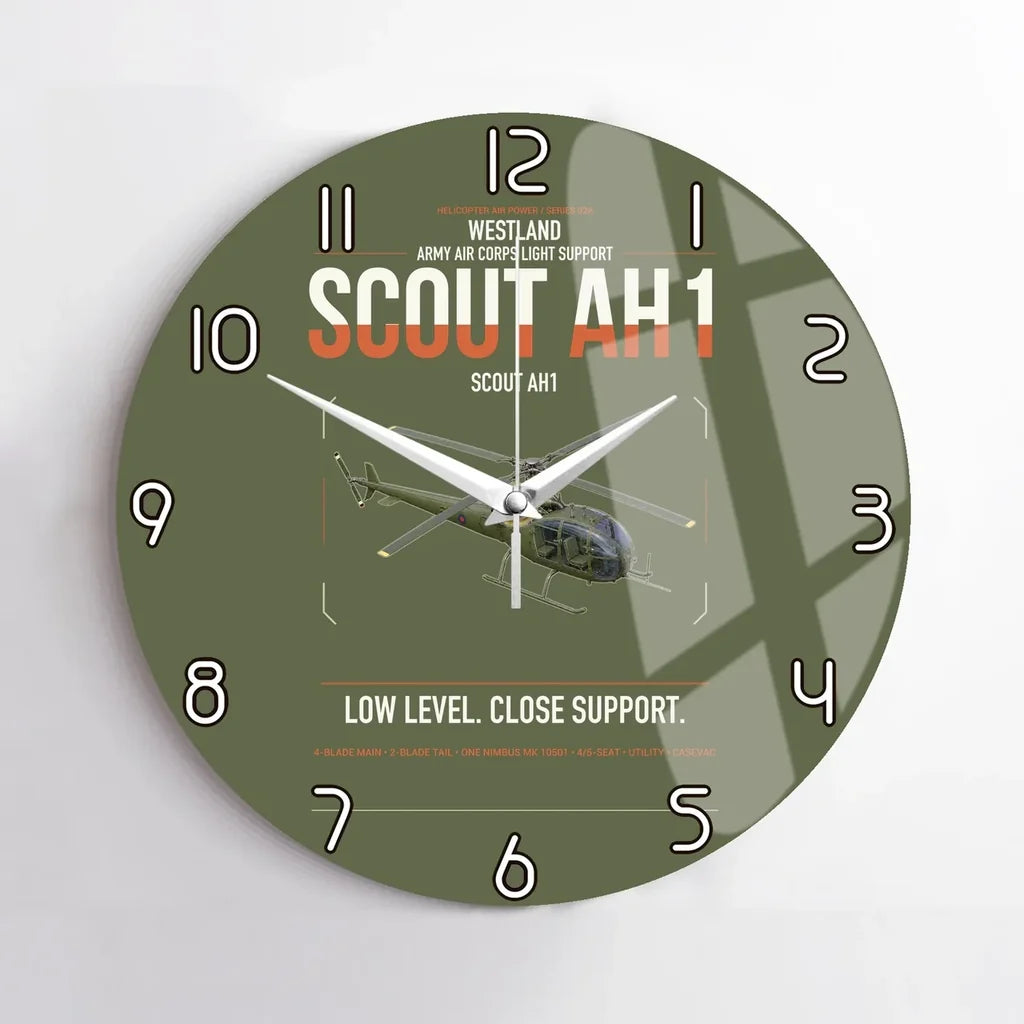 Westland Scout AH1 design on green army no frame wall clock