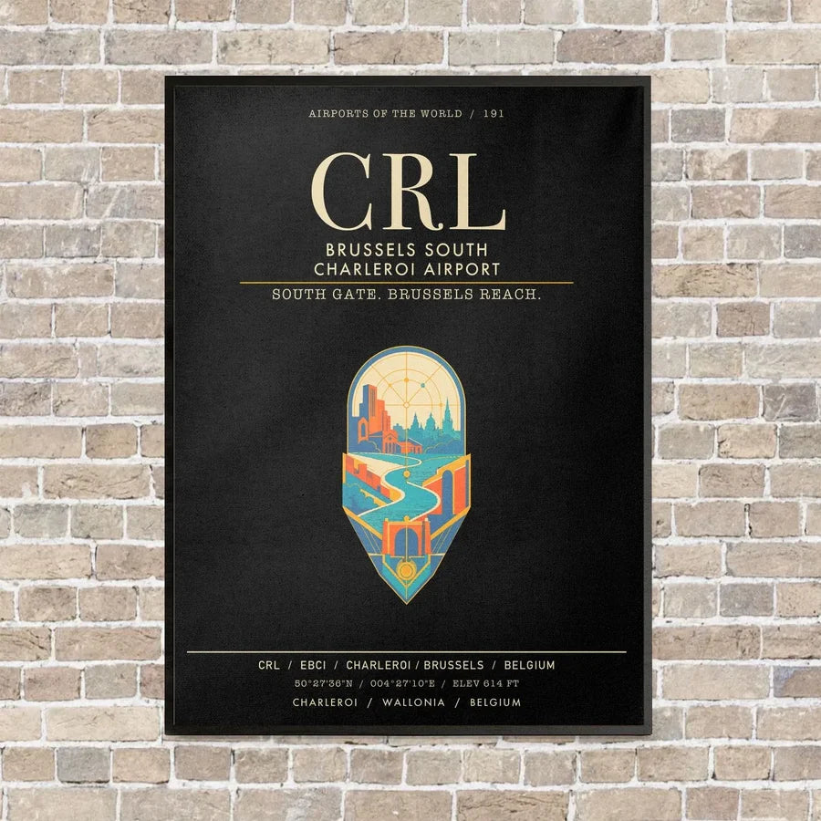Brussels South Charleroi Airport CRL - Canvas Framed - Black