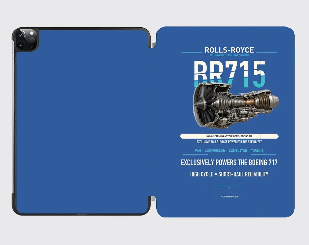 BR715 design on blue ipad tablet case