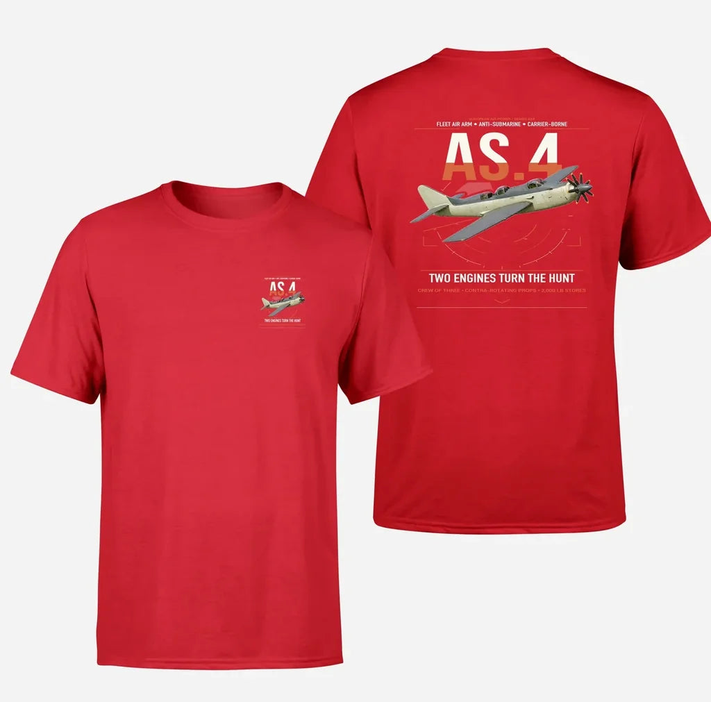 Fairey Gannet AS.4 design on red t-shirt, double-side print