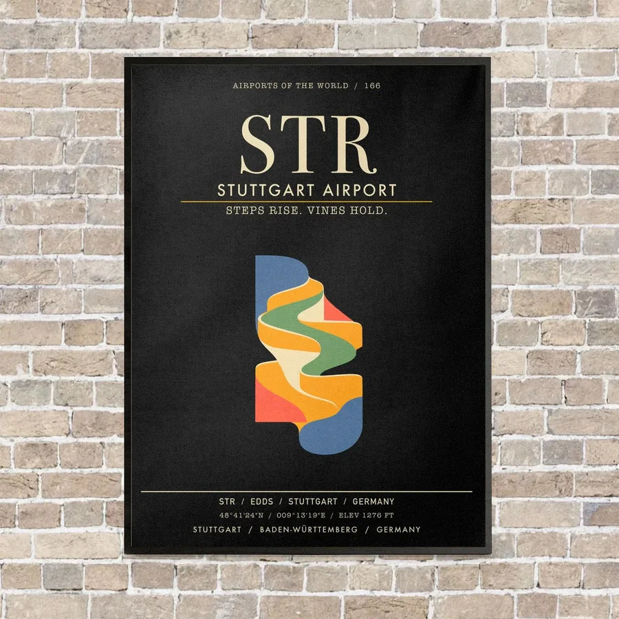 Stuttgart Airport STR - Canvas Framed - Black