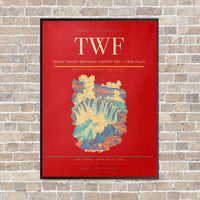 Thumbnail for Magic Valley Regional Airport TWF — Twin Falls vertical canvas print - framed - red background