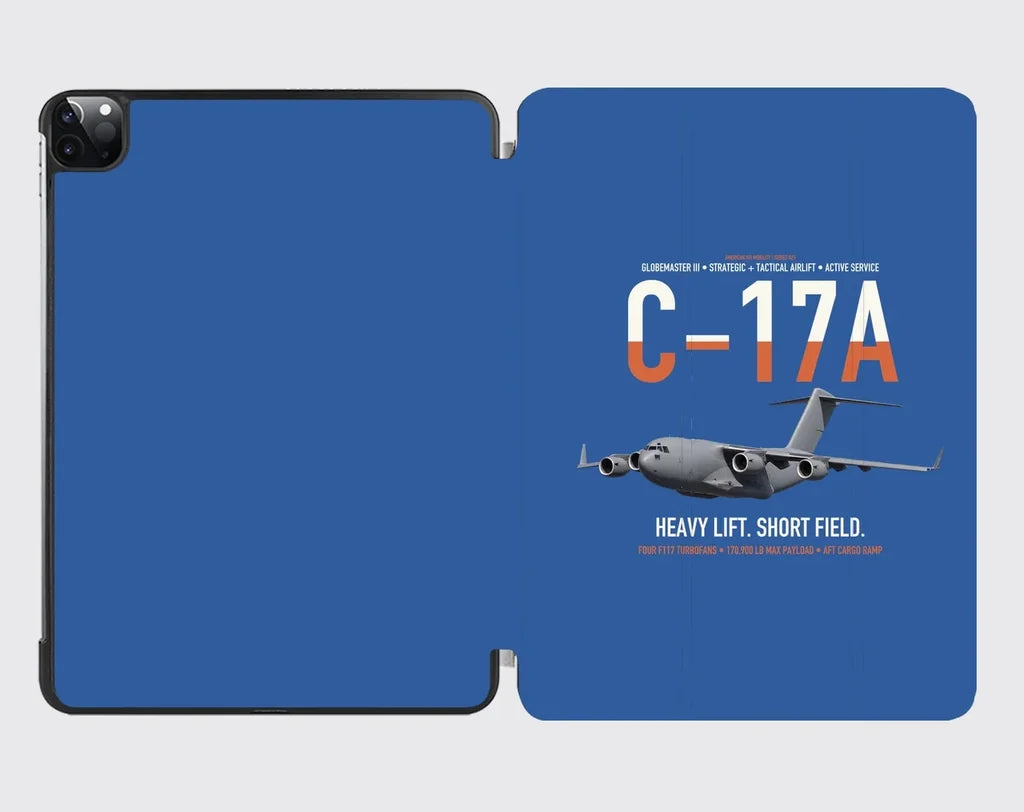 C-17A Globemaster III design on blue ipad tablet case