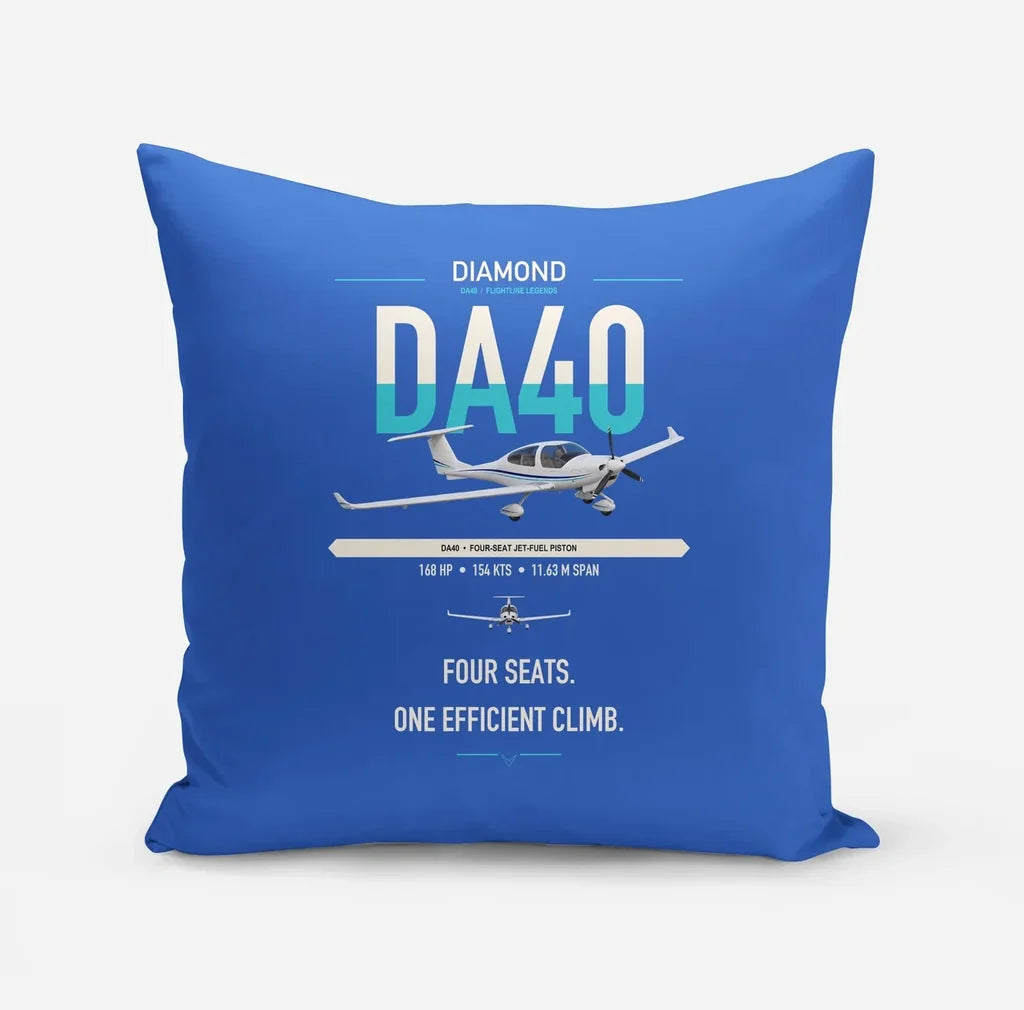 Diamond DA40 design on blue pillow