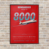 Thumbnail for Bombardier Global 8000 vertical canvas print - framed - red background