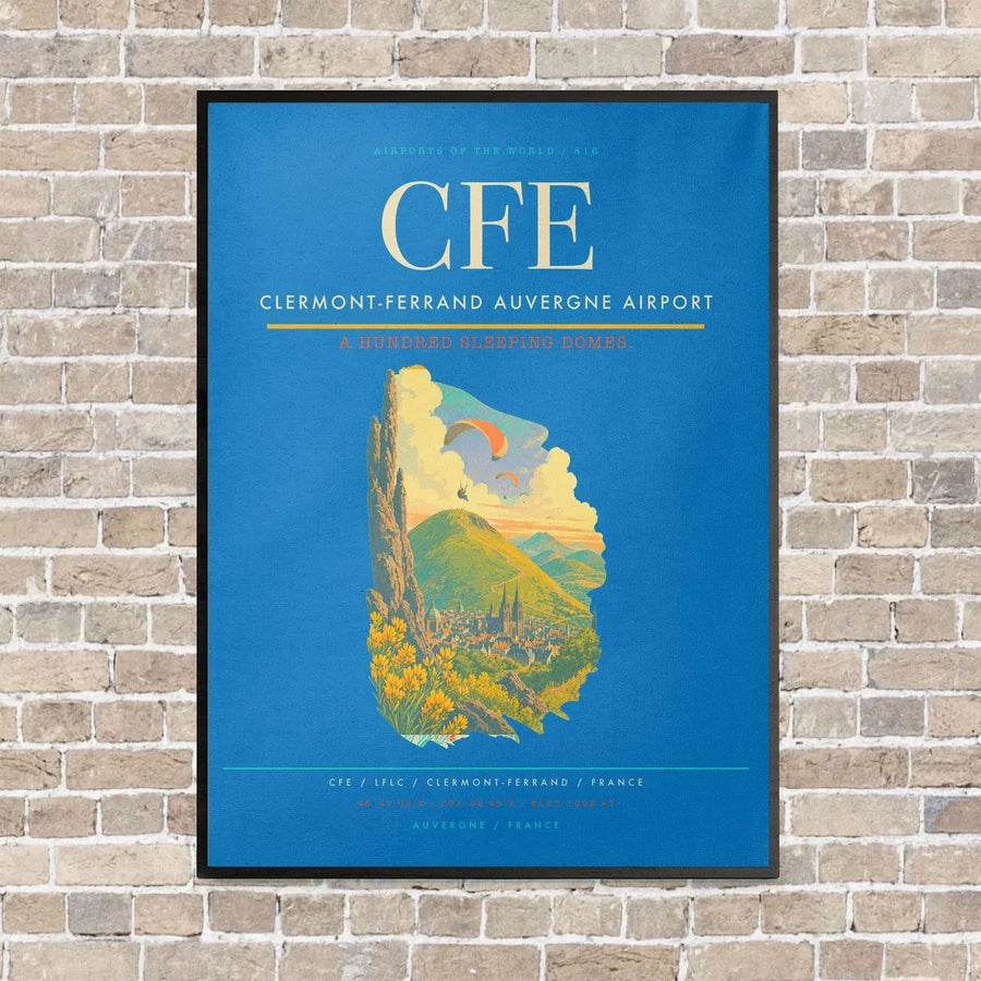 Clermont-Ferrand Auvergne Airport CFE - Canvas Framed - Turquoise