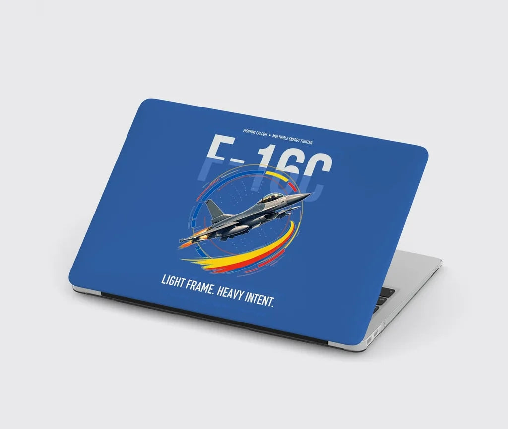 F-16C Fighting Falcon design on blue MacBook case