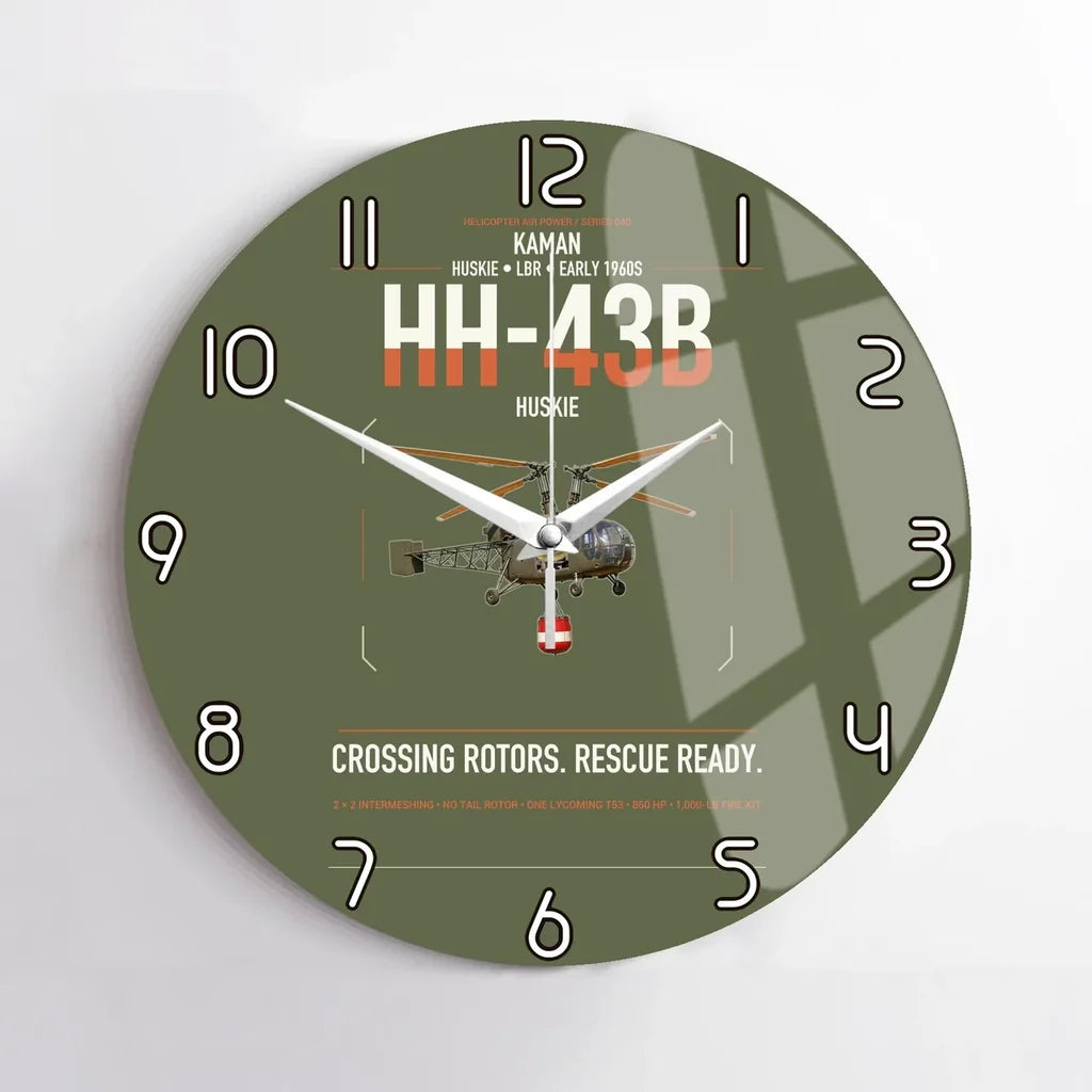 Kaman HH-43B Huskie design on green army no frame wall clock