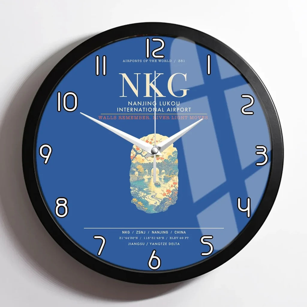 Nanjing Lukou International Airport NKG Wall-Clock Framed - Blue