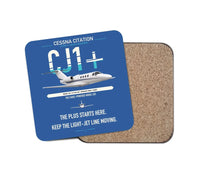 Thumbnail for Cessna Citation CJ1+ design on blue 1 piece coaster