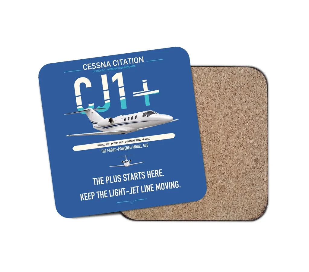 Cessna Citation CJ1+ design on blue 1 piece coaster